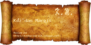 Kádas Margit névjegykártya